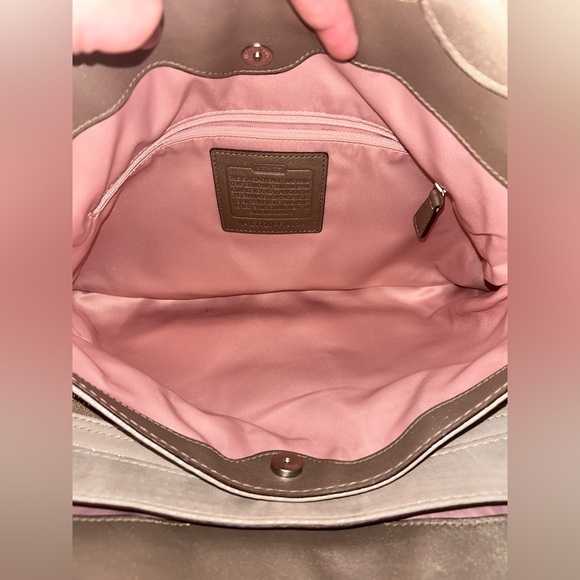 Coach Gold Metallic Shimmer Hobo Bag with Coach Twilly Size: 14 x 9 x 5 - Picture 12 of 14